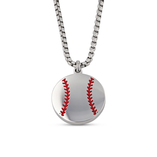 Stainless Steel Baseball Pendant with Matching Chain