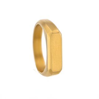 ORIOLE Brushed Gold Plated Titanium Signet Ring - 6mm