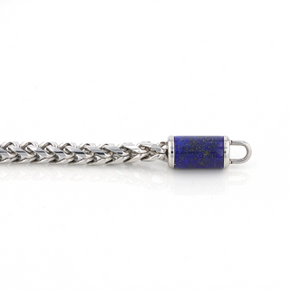 Stainless Steel Bracelet With Black Lapis Inlay