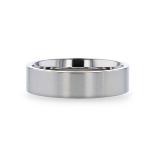 SOLAR Flat Profile Brushed Finish Men’s Titanium Wedding Band - 6mm & 8mm