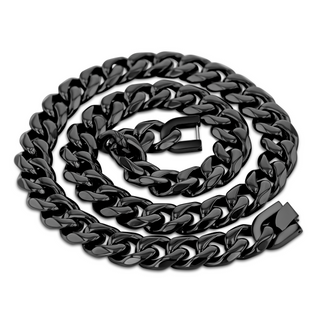 Black Stainless Steel 14mm Chain Necklace