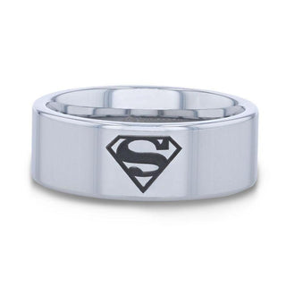 Superman Symbol Hero Tungsten Engraved Ring - 2mm - 12mm