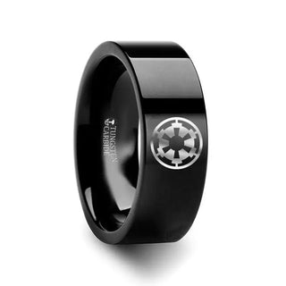 Sith Imperial Emblem Star Wars Black Tungsten Engraved Ring - 2mm - 12mm