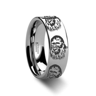 Chewbacca Star Wars Polished Tungsten Engraved Ring Jewelry - 2mm - 12mm