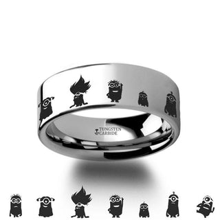 Despicable Me Minions Movie Hero Polished Tungsten Engraved Ring Jewelry - 2mm - 12mm