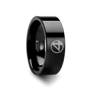 Fantastic Four Symbol Super Hero Black Tungsten Engraved Ring Jewelry - 2mm - 12mm