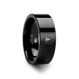 Spiderman Symbol Super Hero Black Tungsten Engraved Ring Jewelry - 2mm - 12mm