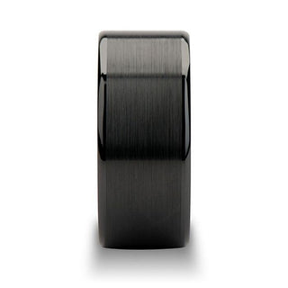 OCTAVIUS Flat Black Ceramic Ring with Brushed Center & Polished Edges - 4mm - 12mm