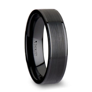 OCTAVIUS Flat Black Ceramic Ring with Brushed Center & Polished Edges - 4mm - 12mm