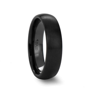 ATTOR Domed Brush Finished Black Ceramic Wedding Band - 2mm - 12mm