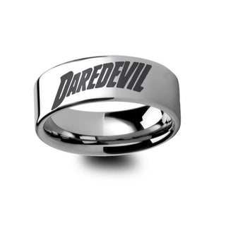 Daredevil The Man Without Fear Superhero Symbol Engraved Tungsten Ring - 4mm - 12mm