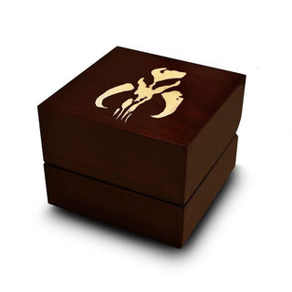 Star Wars Mandalorian Symbol Engraved Wood Ring Box Chocolate Dark Wood Personalized Wooden Wedding Ring Box