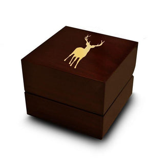 Deer Stag Fawn Elk Print Engraved Wood Ring Box Chocolate Dark Wood Personalized Wooden Wedding Ring Box