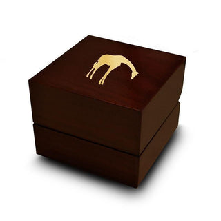 Giraffe Print Engraved Wood Ring Box Chocolate Dark Wood Personalized Wooden Wedding Ring Box