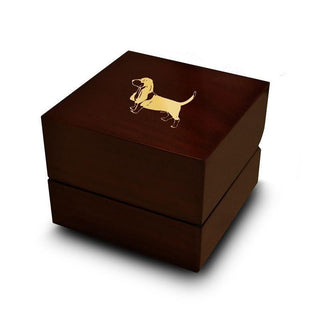 Basset Hound Dog Engraved Wood Ring Box Chocolate Dark Wood Personalized Wooden Wedding Ring Box