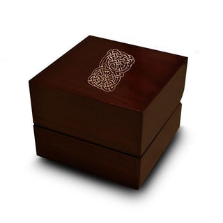 Double Stacked Celtic Knot Engraved Wood Ring Box Chocolate Dark Wood Personalized Wooden Wedding Ring Box