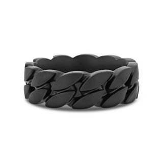 SENTINEL Black Zirconium Ring with Chain-Link Pattern - 8mm