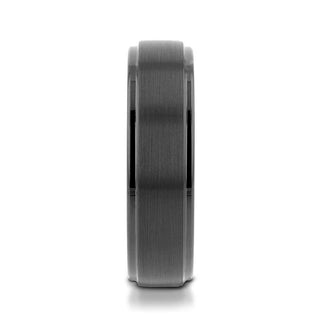 ORION Flat Black Tungsten Ring with Brushed Raised Center & Polished Step Edges - 6mm - 8mm