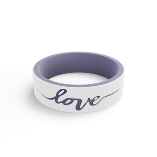 VIOLET Women's Lilac & White Strata Love Silicone Band - 6mm