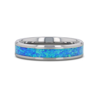 QUASAR Tungsten Wedding Band with Blue Green Opal Inlay - 4mm - 10mm