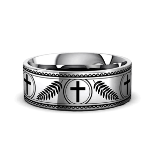 PALM BRANCHES on Flat Tungsten Carbide Ring