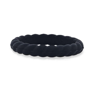 STONE Stackable Twist Silicone Ring for Women Black Comfort Fit Hypoallergenic Thorsten - 2mm