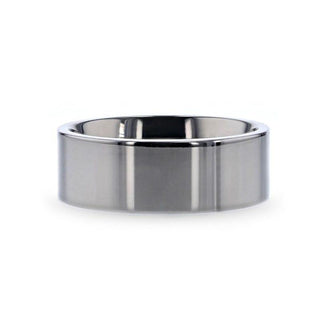 HARDY Polished Finish Flat Style Men’s Titanium Wedding Ring - 6mm & 8mm
