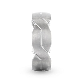 ENDURE Interlocking Infinity Symbol Flat Brushed Titanium Men's Wedding Band With Polished Grooves - 8mm