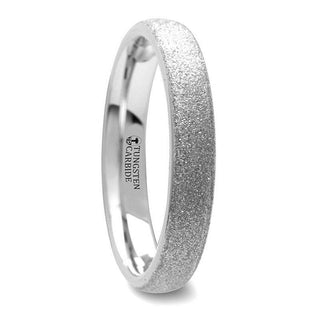 QUARTZ Domed Tungsten Carbide Ring with Sandblasted Crystalline Finish - 2mm - 8mm