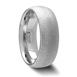 QUARTZ Domed Tungsten Carbide Ring with Sandblasted Crystalline Finish - 2mm