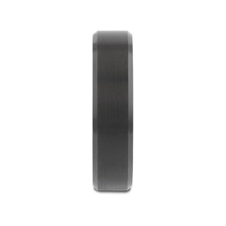 ELISE Black Tungsten Ring with Polished Beveled Edges and Brush Finished Center - 4mm - 10mm