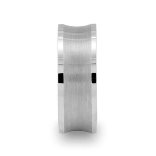 TREVICO Brushed Concave Tungsten Ring with Flat Polished Edges - 8mm