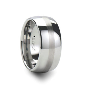 BELLATOR Domed with Brushed Stripe Tungsten Wedding Ring - 4mm - 12mm