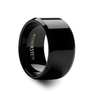 INFINITY Black Tungsten Ring with Beveled Edges - 4mm - 12mm