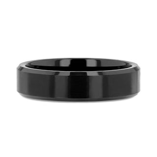 INFINITY Black Tungsten Ring with Beveled Edges - 4mm - 12mm