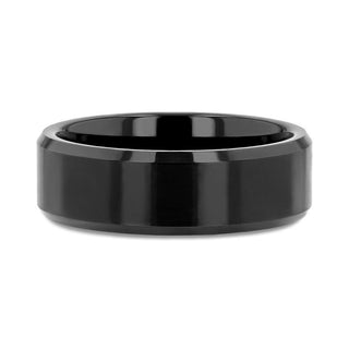 INFINITY Black Tungsten Ring with Beveled Edges - 4mm - 12mm