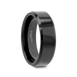 INFINITY Black Tungsten Ring with Beveled Edges - 4mm - 12mm