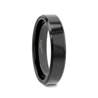 INFINITY Black Tungsten Ring with Beveled Edges - 4mm - 12mm