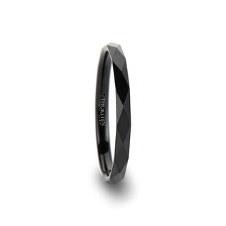 AEON Black Tungsten Wedding Band with 288 Diamond Facets - 2mm - 8mm