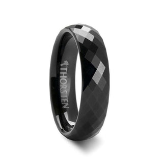 AEON Black Tungsten Wedding Band with 288 Diamond Facets - 2mm - 8mm