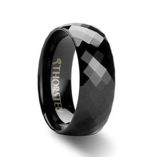 MIAMI Diamond Faceted Black Tungsten Ring for Women - 2mm