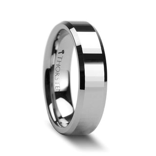 TEREZZA Beveled Tungsten Carbide Wedding Ring with Narrow Rectangular Facets - 4mm & 6mm