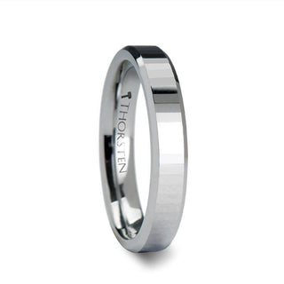 TURIN Tungsten Ring with Beveled Edge and Rectangular Facets - 4mm - 8mm