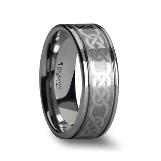 BOSTON Celtic Laser Engraved Tungsten Carbide Ring - 10mm