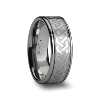 McKINNEY Celtic Knot Laser Engraved Tungsten Wedding Ring Wide - 10mm