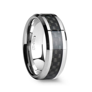 INDIANAPOLIS Black Carbon Fiber Inlay Tungsten Carbide Ring - 10mm