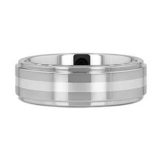 VALKYRIE Raised Center Tungsten Ring with Brushed Stripe - 6mm & 8mm