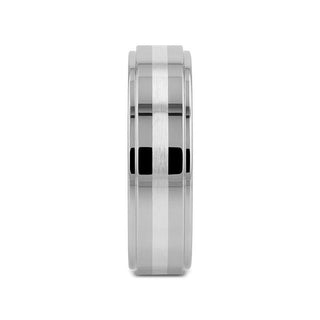 VALKYRIE Raised Center Tungsten Ring with Brushed Stripe - 6mm & 8mm