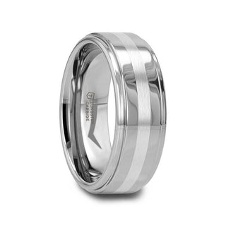 VALKYRIE Raised Center Tungsten Ring with Brushed Stripe - 6mm & 8mm