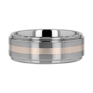 ODIN Platinum Inlaid Raised Center Tungsten Ring - 8mm